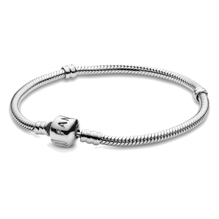 Pulseira em Prata Snake Fecho Barril Pandora Moments  Amaijoin