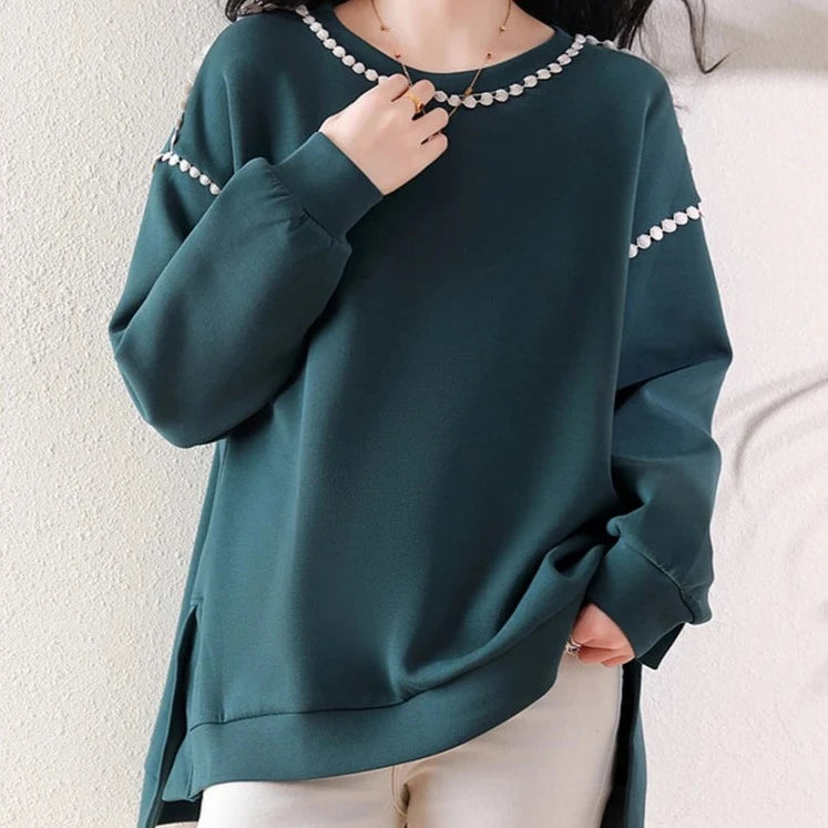 Women Winter Flocking Sweatshirts Embroidered Letter Fleece Autumn Warm Turtleneck Tops Pullover Loose Casual Long Sleeve Jumper  Amaijoin