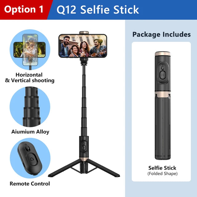 Roreta 2024 NEW Bluetooth Selfie Stick  Foldable Wireless Tripod with Bluetooth Shutter Monopod Live Photograph for iphone  Amaijoin