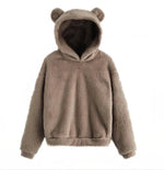 Carregue a imagem no visualizador da Galeria, Autumn Winter Women&#39;s Hoodies Winter Women Long Sleeve Rabbit Ear Hood Sweatshirt Cute Plush Warm Casual Hoodie Tops  Amaijoin
