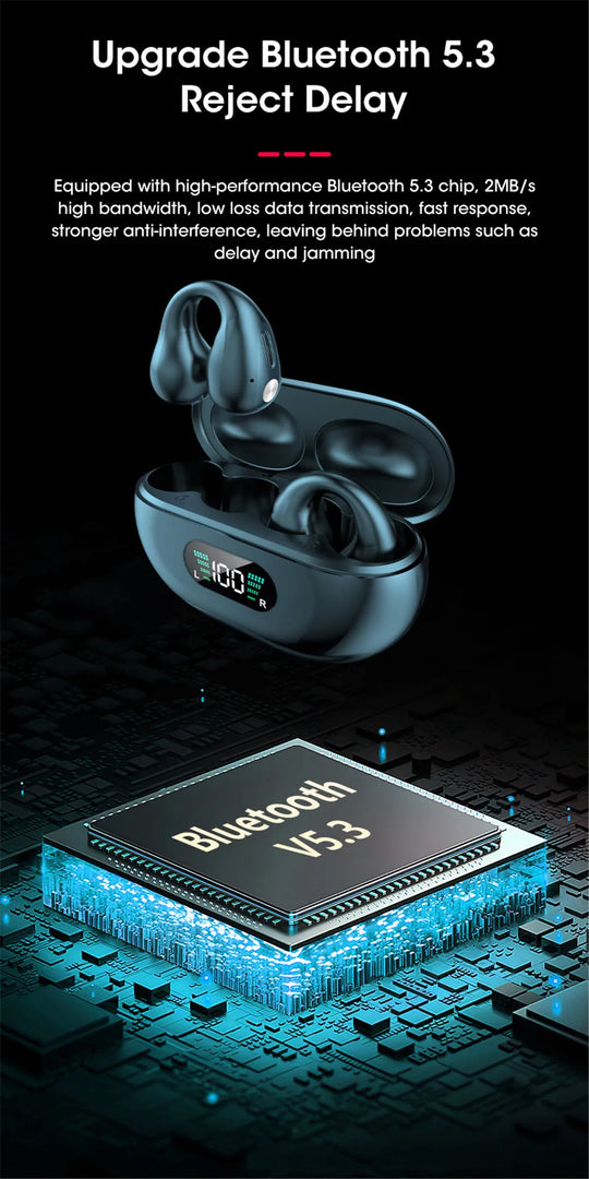 Wireless Earphones TWS Bluetooth Earbuds HiFi Bass Sport Open Ear Clip Headphones Earring Gaming Headset PK Ambie Sound Earcuffs  Amaijoin