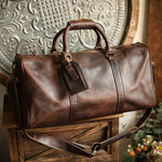 Carregue a imagem no visualizador da Galeria, NASVA  Leather Men&#39;s Bags Vintage Travel  Duffle Bag Weekend Bag  Handbags  Messenger Bags Luggage Bag With Shoe Compartment  Amaijoin
