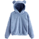 Carregue a imagem no visualizador da Galeria, Autumn Winter Women&#39;s Hoodies Winter Women Long Sleeve Rabbit Ear Hood Sweatshirt Cute Plush Warm Casual Hoodie Tops  Amaijoin
