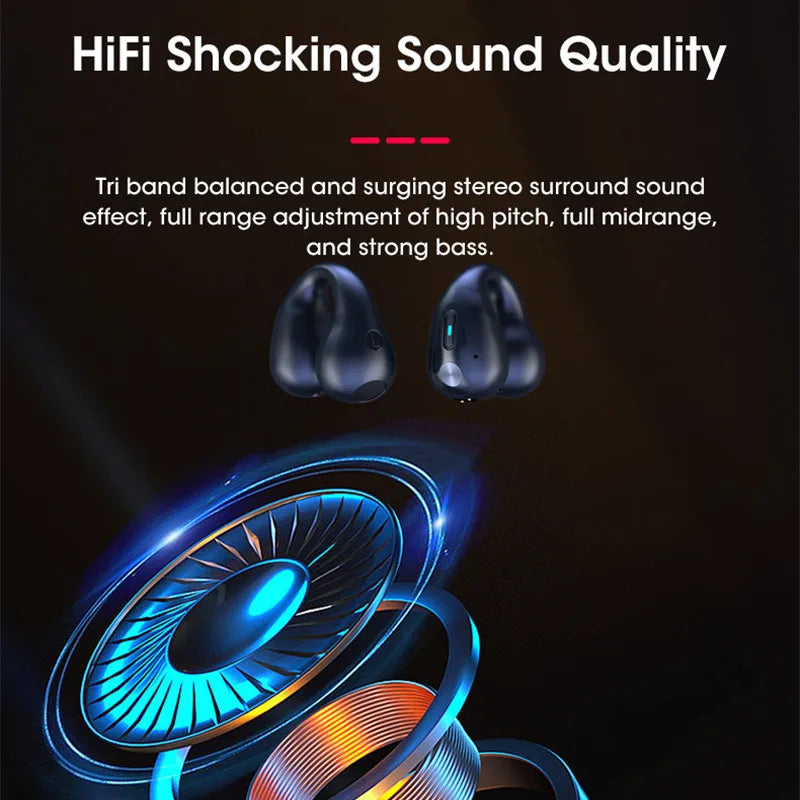 Wireless Earphones TWS Bluetooth Earbuds HiFi Bass Sport Open Ear Clip Headphones Earring Gaming Headset PK Ambie Sound Earcuffs  Amaijoin