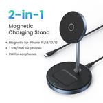 Carregue a imagem no visualizador da Galeria, UGREEN Magnetic Wireless Charger Stand 20W Max 2-in-1 Charging Stand For iPhone 15 14 Pro Max/iPhone 13/AirPods Fast Charger  Amaijoin
