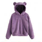 Carregue a imagem no visualizador da Galeria, Autumn Winter Women&#39;s Hoodies Winter Women Long Sleeve Rabbit Ear Hood Sweatshirt Cute Plush Warm Casual Hoodie Tops  Amaijoin
