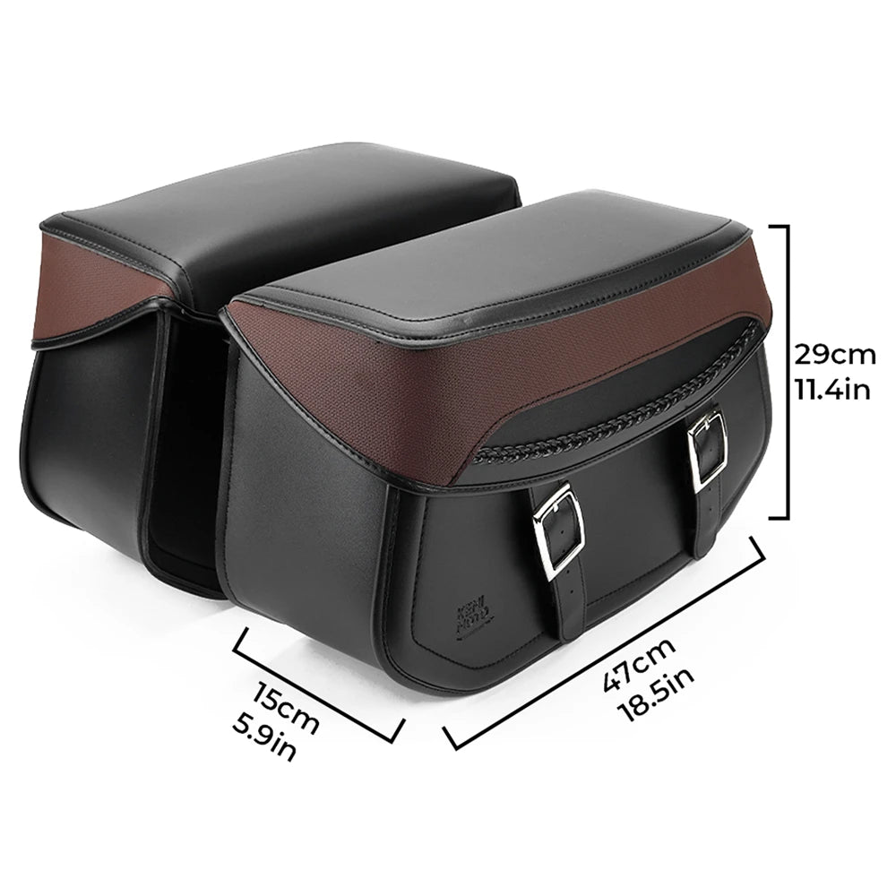 KEMiMOTO Motorcycle Saddlebag Universal Waterproof PU Leather Saddle Bag Side Tool Bag Travel Luggage Pack for Sportster Touring  Amaijoin