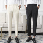 Carregue a imagem no visualizador da Galeria, New Men Non-iron fabric Dress Pants Slim Straight Black Apricot Dark Gray Casual Suit Pants Male Business Little Feet Suit pants  Amaijoin
