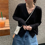 Carregue a imagem no visualizador da Galeria, Cardigan Shirt Women Tops Korean Long Sleeve Cardigan Summer Tops V Neck Thin Knitted Sunscreen Shirt Sweater Blusas Mujer E600  Amaijoin
