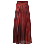 Carregue a imagem no visualizador da Galeria, 2022 Spring Metal Color Pleated Maxi Skirt Elastic High Waist Harajuku Large Swing Gold Long Skirts For Women XXL Saias SK275  Amaijoin
