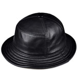 Carregue a imagem no visualizador da Galeria, Korean Fashion ACC Unisex Genuine Leather Bucket Hats Men Women Casual Fishing Caps Male Fitted Black Basin Cap Sombrero Mujer  Amaijoin
