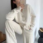 Carregue a imagem no visualizador da Galeria, Autumn And Winter Clothing 2023 Fashion Trend Ladies French Retro Knitted Cardigan V-neck Long-sleeved Solid Color Sweater  Amaijoin
