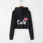 Load image into Gallery viewer, Lip Letter Print Exposed Navel Long Sleeved Hoodie  Amaijoin
