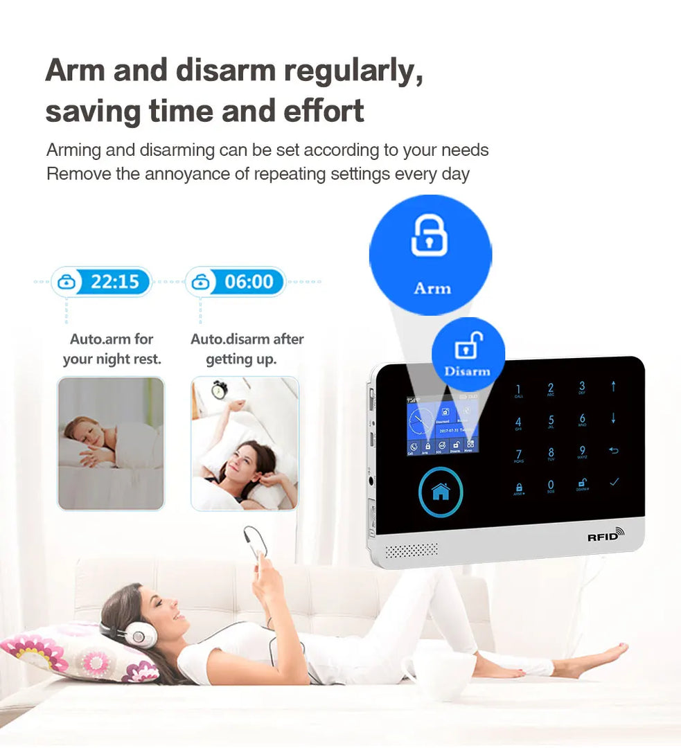 Gautone Tuya Smart Wifi Home Security Alarm System Wireless GSM Fire Alarm System Panel Smart Life App Control work with Alexa  Amaijoin