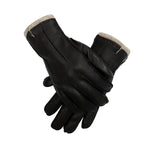 Carregue a imagem no visualizador da Galeria, hand-stitched deerskin gloves men warm soft men&#39;s black corrugated gloves 70% wool lining warm in autumn and winter man mitten  Amaijoin
