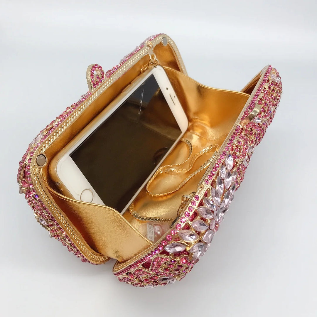 XIYUAN Pink Colorful Woman Crystal Evening Clutch Bags Diamond Ladies Party Handbag Purse Female Rhinestone Birthday Prom Wallet  Amaijoin