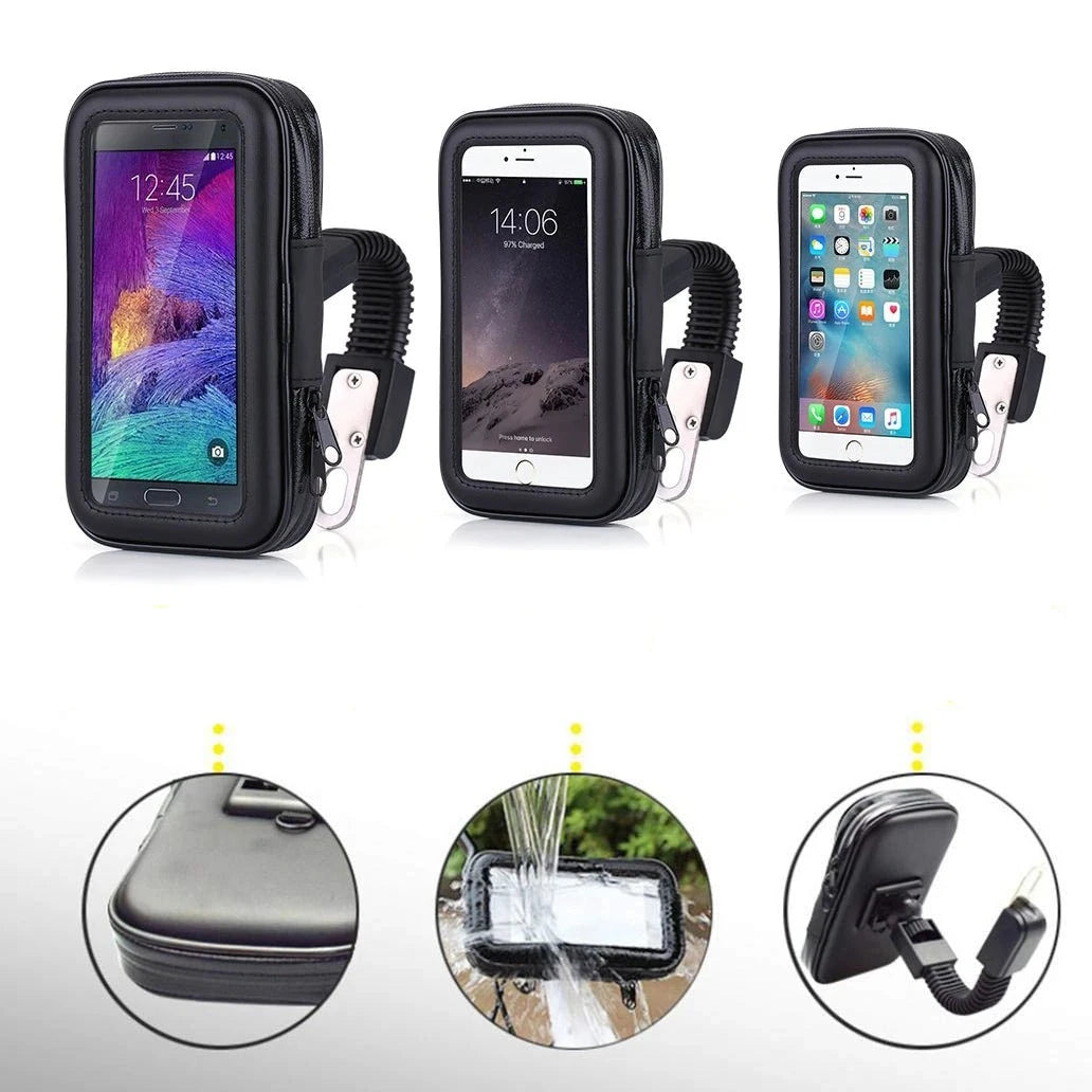 Waterproof Motorcycle Cell Phone Mount Universal Moto Electric Bike Rear View Mirror Phone Holder Stand for iPhone 12 11 Samsung  Amaijoin