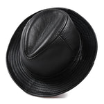 Load image into Gallery viewer, New 2024 Man High Quality Genuine Leather Cowhide Fedora Gentleman Cow Skin Short Brim Black/Brown Top Hat Male Shows  Amaijoin
