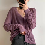 Carregue a imagem no visualizador da Galeria, Cardigan Shirt Women Tops Korean Long Sleeve Cardigan Summer Tops V Neck Thin Knitted Sunscreen Shirt Sweater Blusas Mujer E600  Amaijoin
