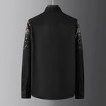 Carregue a imagem no visualizador da Galeria, Luxury Golden Sequin Embroidery Shirts Men Long Sleeve Slim Business Formal Dress Shirts Casual Social Party Banquet Tuxedo  Amaijoin
