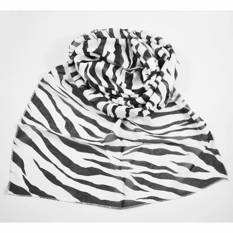 SODIAL(R) Black White Chiffon Zebra Strips Striped Women Shawl Scarves Wrap Pashmina Gift  Amaijoin