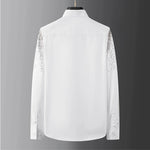 Carregue a imagem no visualizador da Galeria, Luxury Golden Sequin Embroidery Shirts Men Long Sleeve Slim Business Formal Dress Shirts Casual Social Party Banquet Tuxedo  Amaijoin
