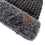 Carregue a imagem no visualizador da Galeria, New Unisex Thick Winter Hat Keep Warm Add Fur Lined Flanging Cap Stylish Beanie Hats For Men Women Warm Outdoor Knitted Hat  Amaijoin
