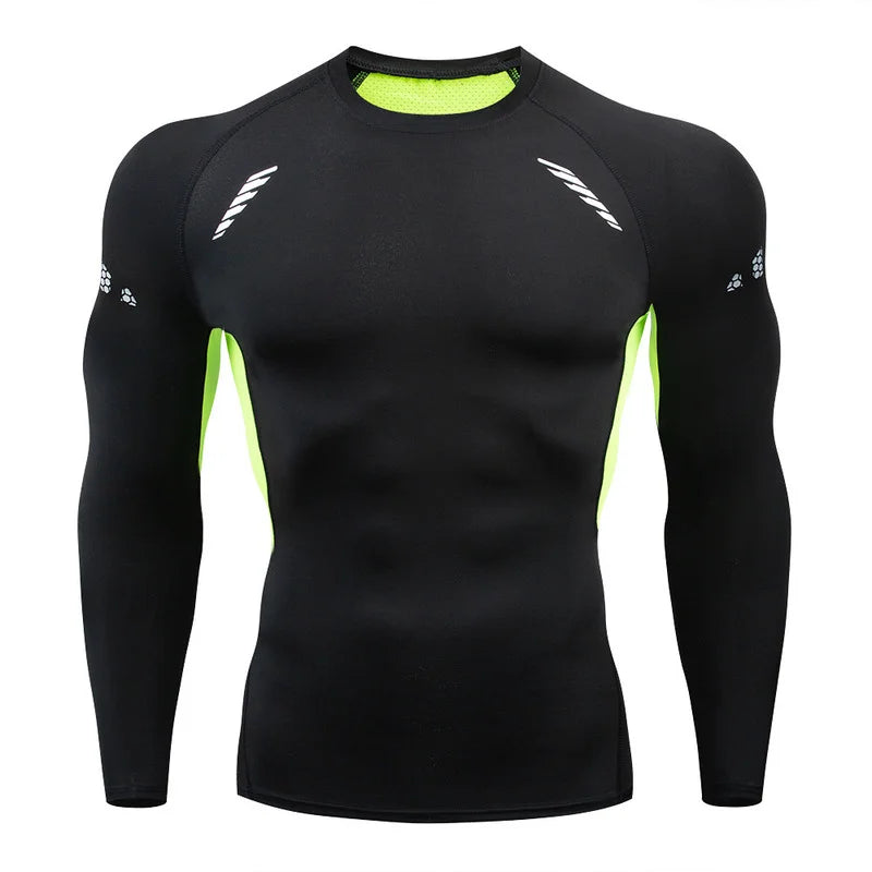 Men's T-shirt Men Running Sport T Shirt Men Compression Fitness Tops Tee Quick DryTight Training Gym Sport Running Shirts Jersey  Amaijoin