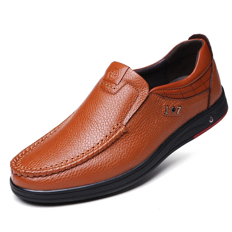 Plus Size Genuine Leather Men Shoes Casual Slip On Shoes Men Loafers Summer Comfortable Flats Breathable Foot Wear Moccasins  Amaijoin