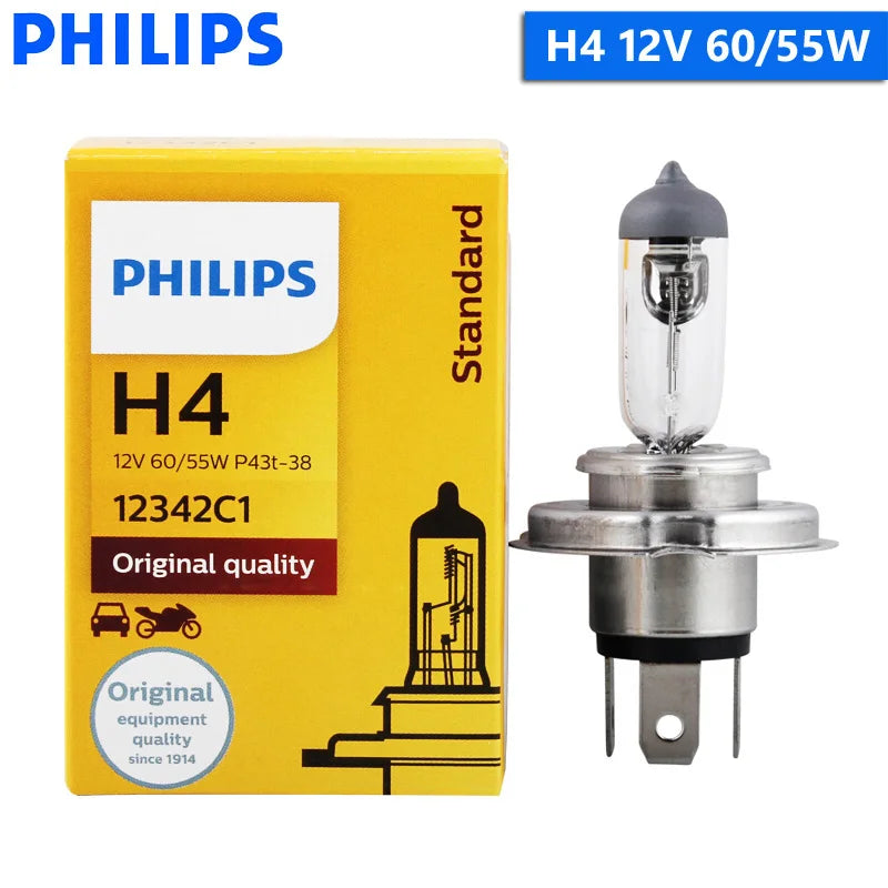 1X Philips H4 H7 H11 Vision Original Car Head Light H1 H3 H8 H9 9005 9006 HB3 HB4 3200K Auto Standard Lamp Halogen Bulb, 1x  Amaijoin