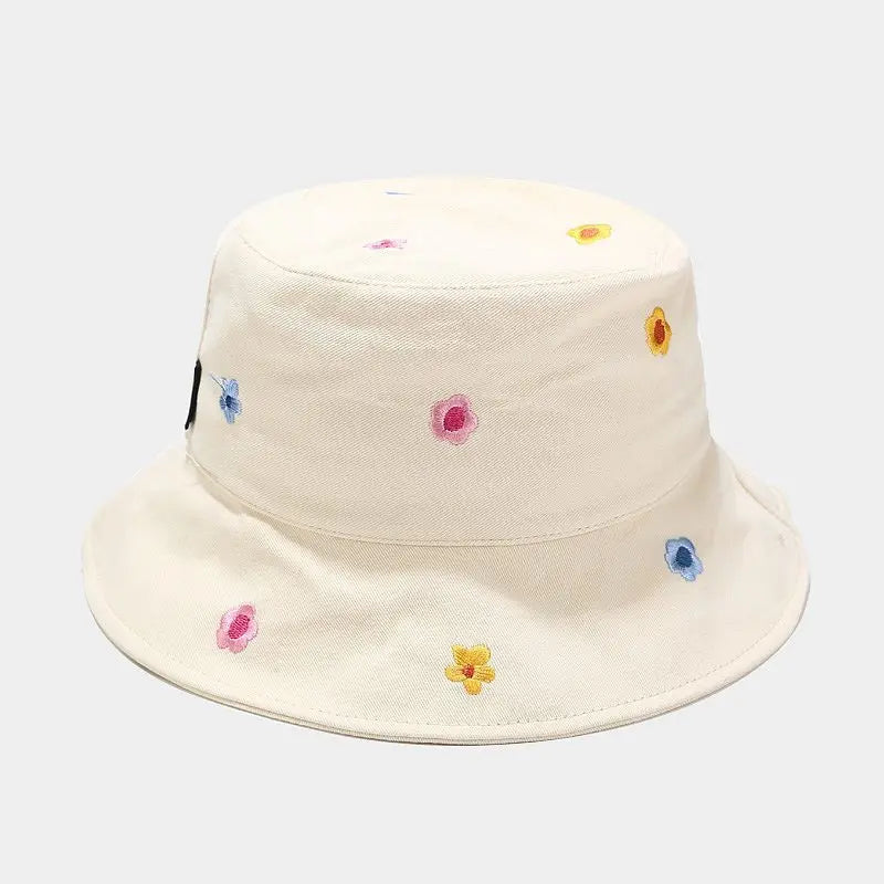 LDSLYJR Cotton Flower Embroidery Bucket Hat Fisherman Hat Outdoor Travel Hat Sun Cap Hats for Men and Women 250  Amaijoin