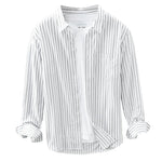 Carregue a imagem no visualizador da Galeria, 8803 Men Vertical Striped Oxford Shirts Pocket Lapel Japan Style Wash Cotton Four Season Fresh Modern Casual Student Youth Tops  Amaijoin
