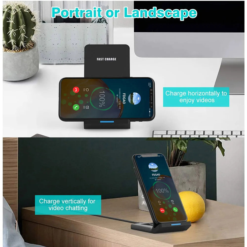 2 in 1 15W Fast Charging Station for iPhone 14 13 12 11 XR XS X 8 Plus Airpods Pro Wireless Charger Stand For Samsung S21 S22  Amaijoin