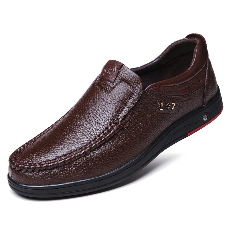 Plus Size Genuine Leather Men Shoes Casual Slip On Shoes Men Loafers Summer Comfortable Flats Breathable Foot Wear Moccasins  Amaijoin