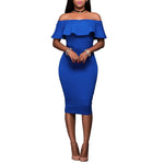 Carregue a imagem no visualizador da Galeria, Women Party Bodycon Midi Dress Sexy Off Shoulder Layered Flounce Ruffle Chic Elegant Evening Party Dress de mulher Suit Vestidos  Amaijoin
