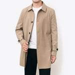 Carregue a imagem no visualizador da Galeria, Trench Men Long Windbreaker Coat Fashion Business Casual Loose Solid Trench Mens England Style Turn Down Collar Jackets Outwear  Amaijoin
