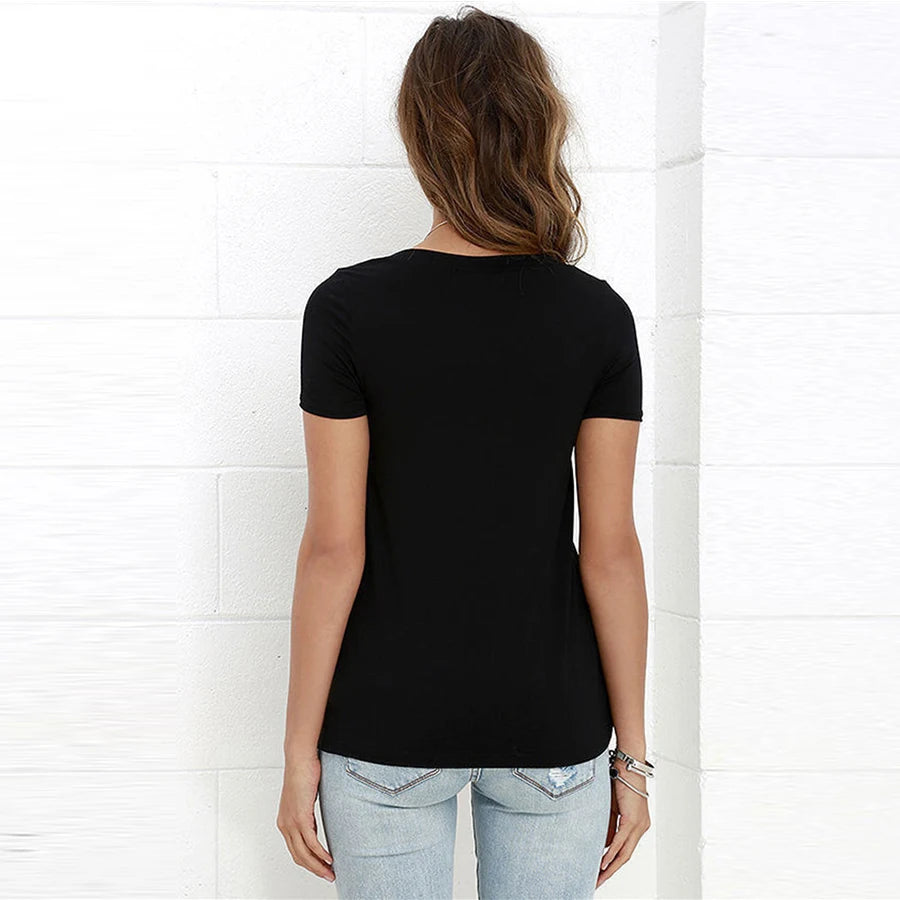 DICLOUD Fashion V-Neck T-Shirt Women New Summer Black Ladies' Tops Short Sleeve Lace Hollow Shirt Tees 2023  Amaijoin