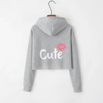 Load image into Gallery viewer, Lip Letter Print Exposed Navel Long Sleeved Hoodie  Amaijoin
