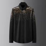 Carregue a imagem no visualizador da Galeria, Luxury Golden Sequin Embroidery Shirts Men Long Sleeve Slim Business Formal Dress Shirts Casual Social Party Banquet Tuxedo  Amaijoin
