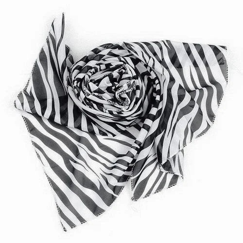 SODIAL(R) Black White Chiffon Zebra Strips Striped Women Shawl Scarves Wrap Pashmina Gift  Amaijoin