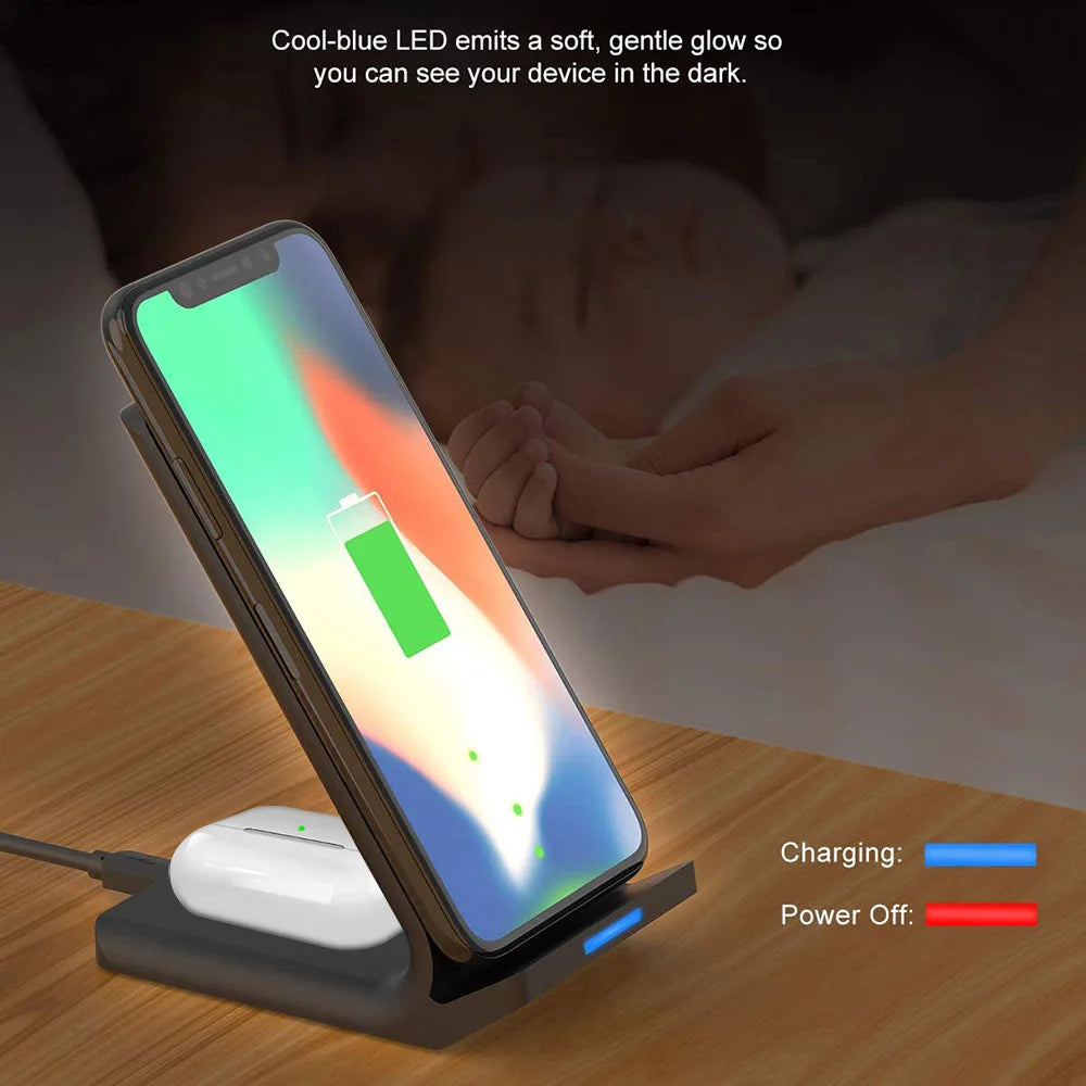 2 in 1 15W Fast Charging Station for iPhone 14 13 12 11 XR XS X 8 Plus Airpods Pro Wireless Charger Stand For Samsung S21 S22  Amaijoin