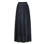 Carregue a imagem no visualizador da Galeria, 2022 Spring Metal Color Pleated Maxi Skirt Elastic High Waist Harajuku Large Swing Gold Long Skirts For Women XXL Saias SK275  Amaijoin
