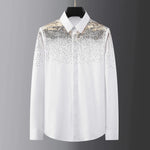 Carregue a imagem no visualizador da Galeria, Luxury Golden Sequin Embroidery Shirts Men Long Sleeve Slim Business Formal Dress Shirts Casual Social Party Banquet Tuxedo  Amaijoin
