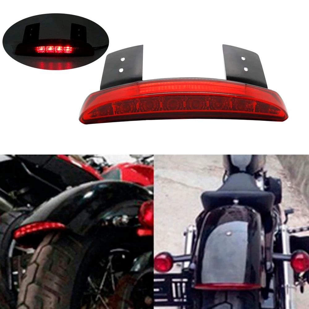 Motorcycle Chopped Fender Edge Tail Light Amber Turn Signal LED Red Stop Brake Rear TailLight for Harley Sportster XL 883 1200  Amaijoin