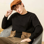 Load image into Gallery viewer, Sw33206 Men Sweater Threaded Sleeve Unique Double Pocket o-Neck Casual Handsome Boyfriend All-Match Popular Trendy Knitwear Tops  Amaijoin
