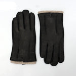 Carregue a imagem no visualizador da Galeria, hand-stitched deerskin gloves men warm soft men&#39;s black corrugated gloves 70% wool lining warm in autumn and winter man mitten  Amaijoin
