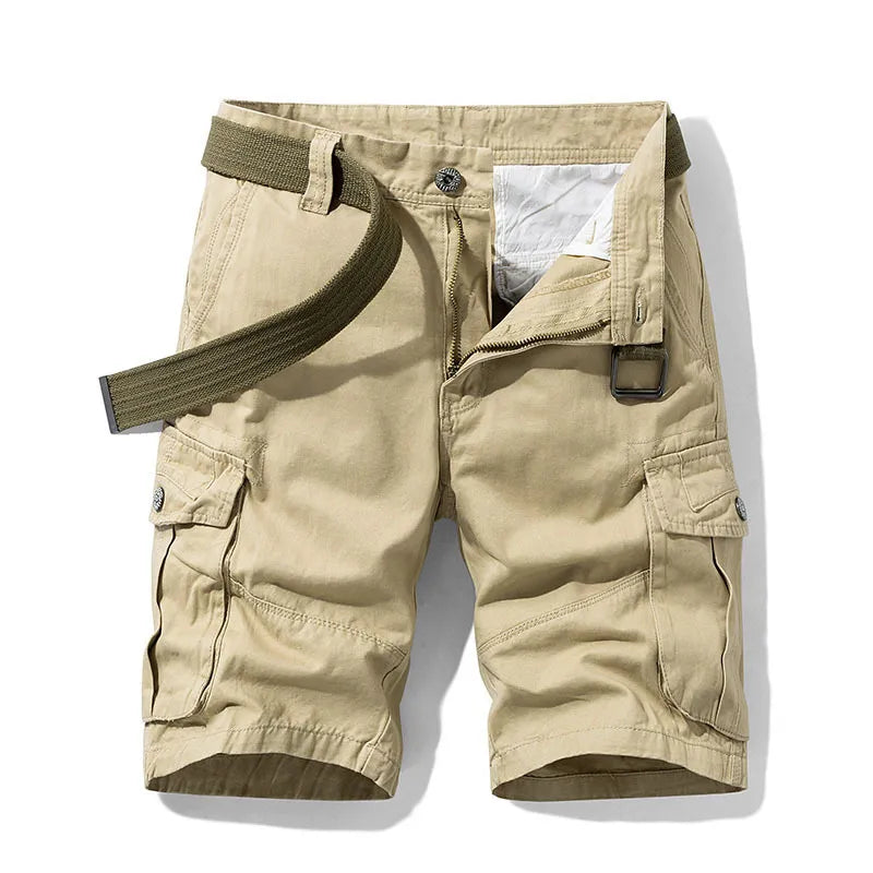 2024 Summer Men's Baggy Multi Pocket Military Cargo Shorts Male Cotton Khaki Mens Tactical Shorts Short Pants 30-38 No Belt  Amaijoin