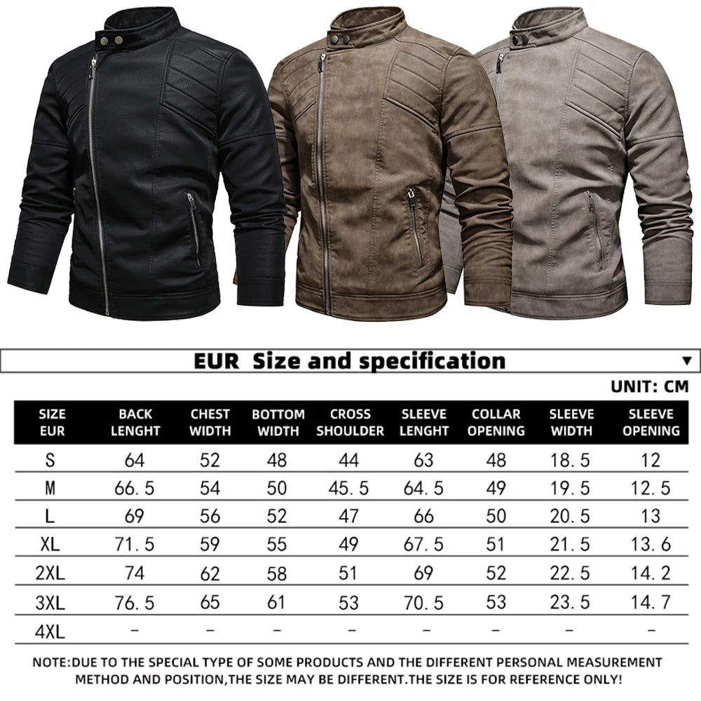 HEROBIKER Motorcycle Jacket Men's Leather Jackets Autumn Casual Motorcycle PU Jacket Biker Leather Coats Brand Clothing EU Size  Amaijoin