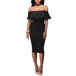 Carregue a imagem no visualizador da Galeria, Women Party Bodycon Midi Dress Sexy Off Shoulder Layered Flounce Ruffle Chic Elegant Evening Party Dress de mulher Suit Vestidos  Amaijoin
