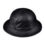 Carregue a imagem no visualizador da Galeria, Korean Fashion ACC Unisex Genuine Leather Bucket Hats Men Women Casual Fishing Caps Male Fitted Black Basin Cap Sombrero Mujer  Amaijoin
